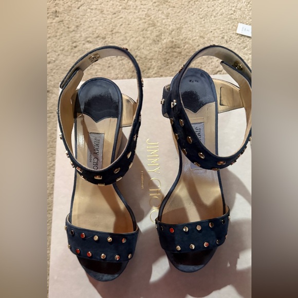 Jimmy Choo Navy Blue Studded Women's Sandals. Size 8 - Picture 2 of 6